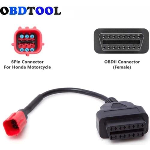 National IV Standard Motorcycle OBD2 6pin Cable for Honda 6 pin to 16pin Plug Car Diagnostic Connector Motobike Extension cable