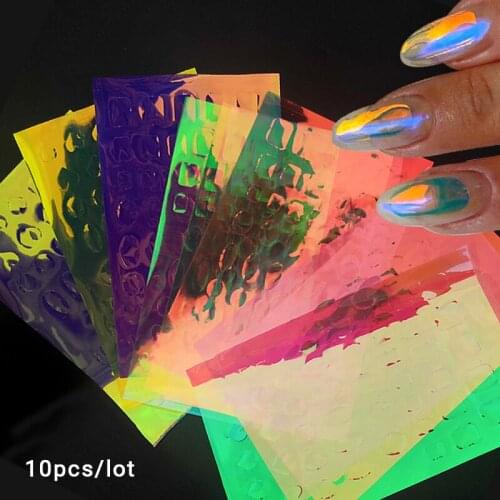 Korean Ice Aurora Nail Art Sticker Decals Seal Sheet Sticker Transfer Paper Japanese Trend Manicure Holographic Decoration
