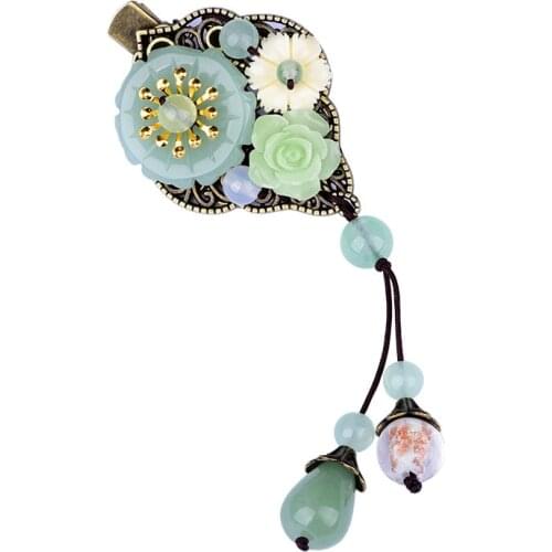 Jade Flowers Hairpin Chalcedony Agate Charm Jadeite Jewelry Amulet Fashion Accessories Natural Chinese Gifts for Wome