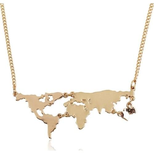 World Map Necklace exaggerated World Continents Clavicle Charm Geography Pendant NecklaceTeacher Student Gifts For Women And Men