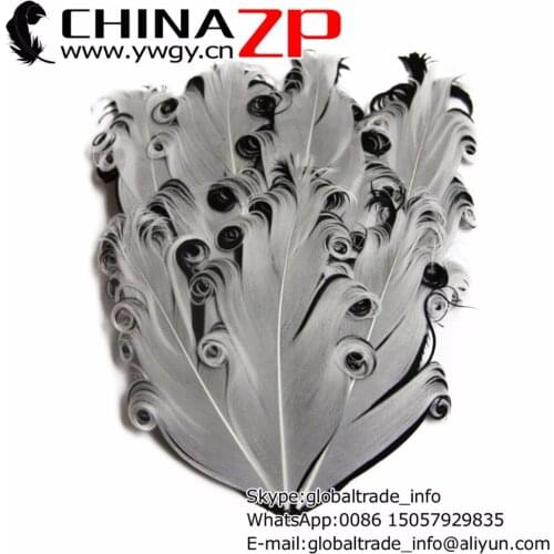 Gold Supplier CHINAZP Factory 50pcs/lot White and Black Curled Nagorie Goose Feather Pad Headband for Hair Accessories