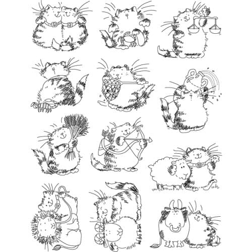 Cat Days Cute Animal Transparent Clear Silicone Stamps for DIY Scrapbooking/Card Making/Kids Christmas Fun Decoration Supplies