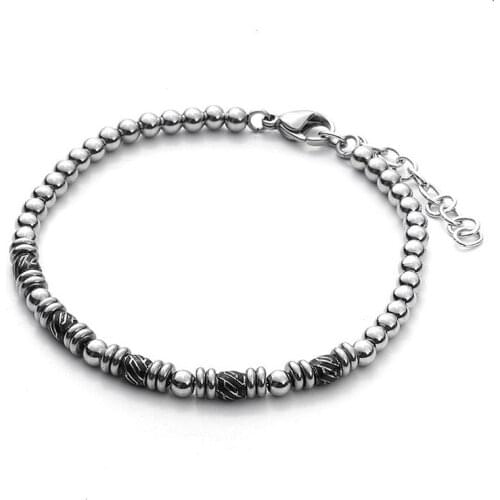 Runda New Arrival Stainless Steel Men Beaded Bracelet Jewelry