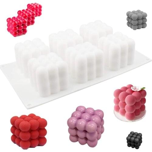 Silicone Mousse Cake Mold 3D Magic Cube Bubble Mold 6-Cavity Dessert Mold Chocolate Ice Cream Cheesecake soap Baking Tools