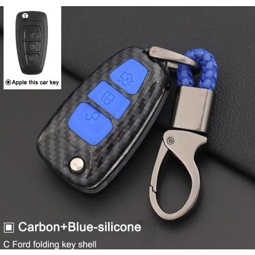Silicone+abs Car Flip folding key Cover Case for Ford Kuga Escape Ecosport Focus /ST RS Ford C Max MK2 Key 3 Buttons key Pouch