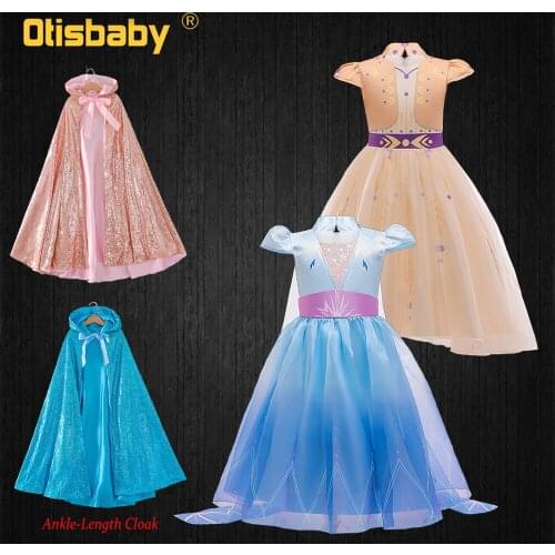 Snow Queen 2 Christmas Girls Elsa Anna Dress Halloween Costume Elsa Wigs for Children Birthday Party Infant Princess Dress Up