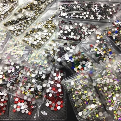 TopStone 1728Pcs Non Hotfix Rhinestone Mix size Flatbacks 6 sizes for DIY Glue On Nail Art Crystal decoration Multi Colors