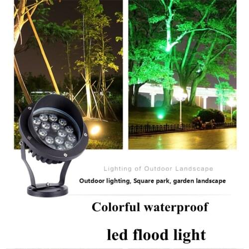 LED Outdoor Flood Light Patio Tree Lights Waterproof Landscape Light Lawn Ground Floodlight Colorful RGB AC220V 12W 18W 24W Lamp
