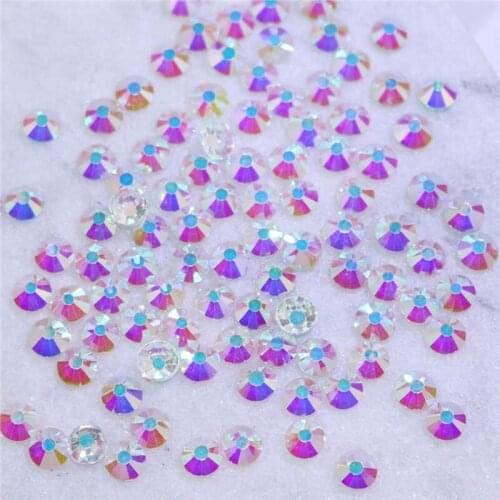 Swarovsky Clear Crystal AB SS3-SS30 Flat Back Non Hotfix Rhinestone Glass Gem For 3D Nail Art Decoration