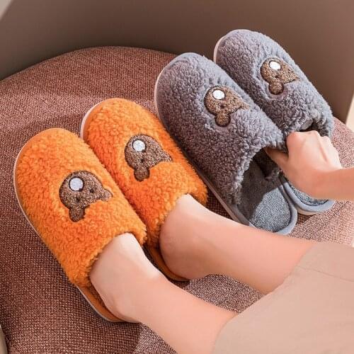 Mens New Slippers Plush Cotton Slippers Home Household Autumn and Winter Indoor Thick Bottom Non-slip Warmth