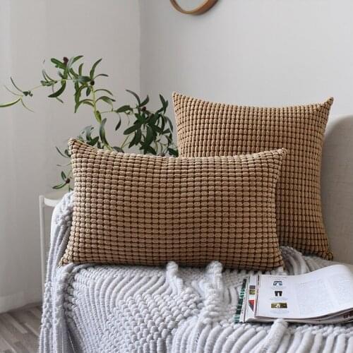 Midoshark Corduroy Square Solid Cushion Cover Home Decoration Pillow case 30X50/45x45/50X50cm
