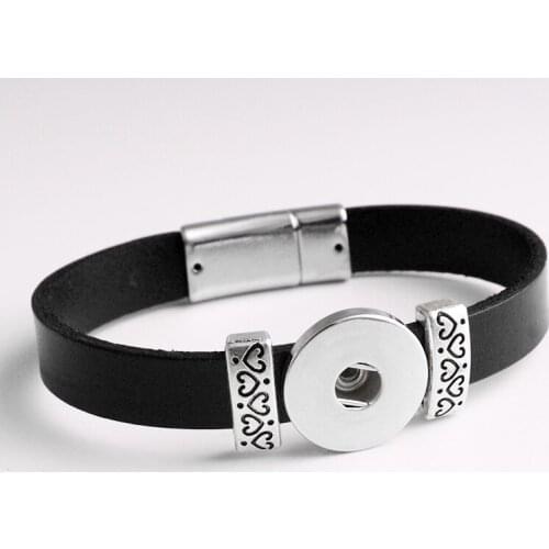 High quality Vintage genuine leather 18mm snap button Bracelet bangle wholesale FM757