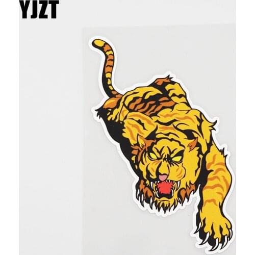 YJZT 9.1CMX14.5CM Interesting Forest Fierce Tiger The Car Sticker Decal 13B-0134