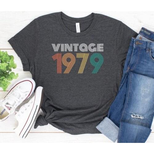 Vintage 1979 42st Birthday Gift T-Shirt Women Cotton O Neck Fashion Print Streetwear Casual Short Sleeve Female Tops harajuku