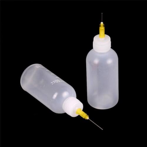 1pc Multifunction DIY Model Making 50ml Plastic Dispensing Bottle with Syringe Needle Glue Alcohol Paint Bottle