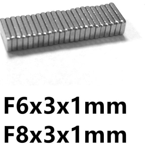 10 50 100PCS/LOT Magnet 6*3*1 8*3*1 N35 NdFeB MAGNET 6x3x1 8x3x1 Speaker Neodymium Magnets
