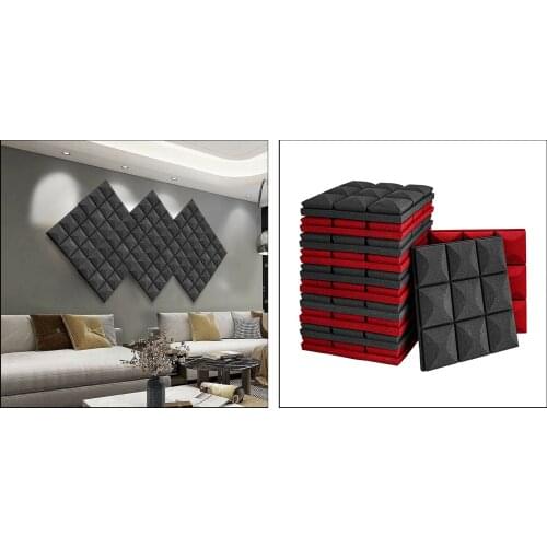 12x 12"x12" Acoustic Foam Panels Pads Black & Red Wall Panels Home Studio