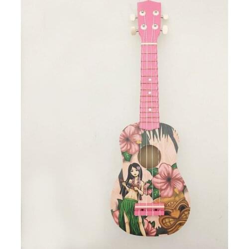 21 Inch Pink Girl Four String Guitar Uklele Instrument Ukulele Bass Guitar 4 String