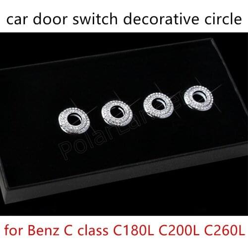 4 pieces for Me-rcedes-Ben-z C-class C180L C200L GLC200 Aluminium alloy Door lifting bolt diamond decorative cover gold/silver