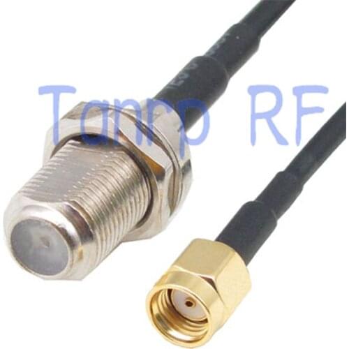 6in F female jack to RP-SMA male plug RF connector adapter 15CM Pigtail coaxial jumper cable RG174 extension cord