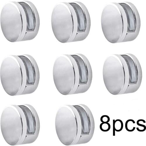 8Pcs 22mm/27mm Zinc Alloy Round Glass Clamp Bathroom Mirror Tight Clips Holder Hardware Door Hardware