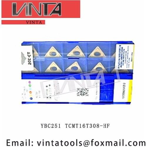 Free shipping high quality 10pcs/lots YBC251 YBC152 YNG151 TCMT16T308-HF cnc carbide turning inserts cutting blade tools
