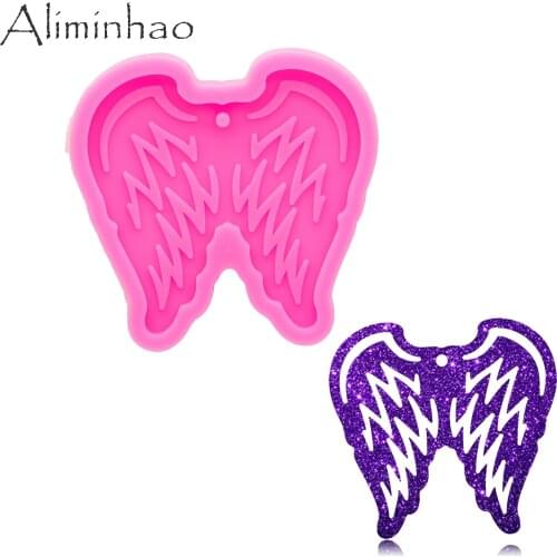 DY1041 Shiny Angel wings Keychain Molds, Feather Epoxy Resin Jewelries Making Tools, Resin Crafting Mould, DIY charms Mold