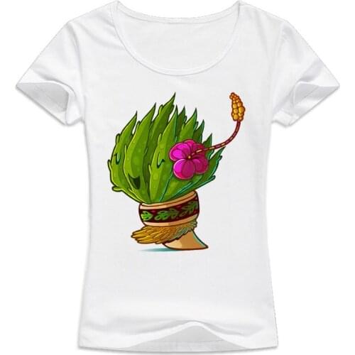 Cactus Aloha vera Tshirt female O-neck girl kawaii tshirt white print T-shirt women summer top harajuku WT357