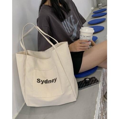 Canvas Letter Casual Big Hangbag for Women Large Capacity Weekender Candy Ladies Tote Korean Simple Female Shoulder Bag New 2021