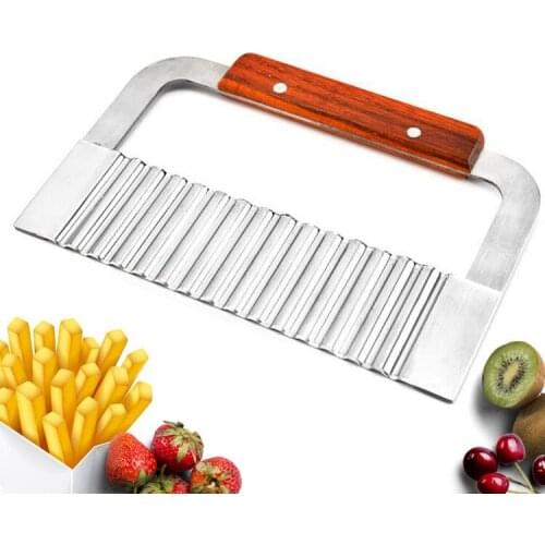 Potato Chips Slicer Wave Cutter Hand-made Soap Knife Wave Knife Wood Handle Stainless Steel Wave Knife