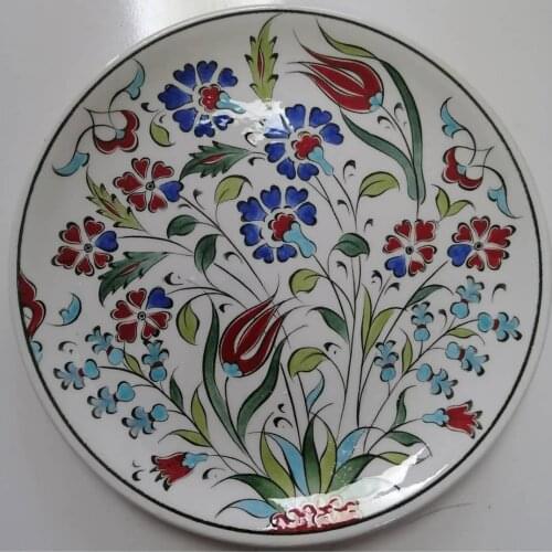 Classic pattern embroidered ceramic plate 18cm- 7in plates trays decorative plate yoga marble tray ceramic bowl decorative tray