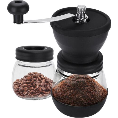 Coffee Mill Grinder Nut Stainless Steel Handle 2 Jars With Lid