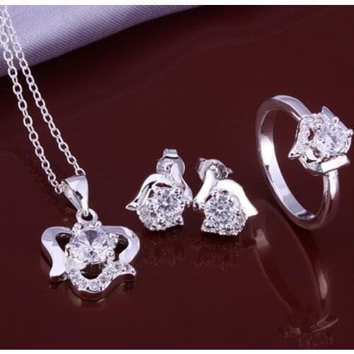LKNSPCS647 925 sterling silver jewelry set, fashion jewelry set Earring 491 Necklace 515 Ring 379-8 /dhcalyja dsuamkba