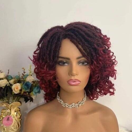 Synthetic African crochet braids wig color 1b/99j