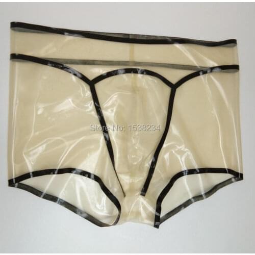 Latex Boxer Men Transparent Latex Underwear With Black Trims