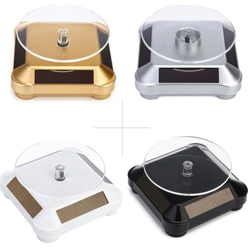 Hot Sale Solar Showcase 360 Automatic Rotating Turntable Jewelry Organizer Necklace Bracelet Watch Phone Display Stand AIC88