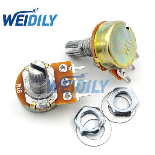 5PCS/LOT WH148 B1M Linear Potentiometer 15mm Shaft With Nuts And Washers Hot 3Pin High Quality