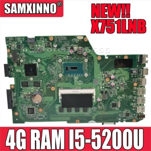 Akemy X751LN Mainboard For Asus R752L X751LN X751LD X751LJ X750LB A751L K751L Laptop motherboard 4G RAM I5-5200U GT840M