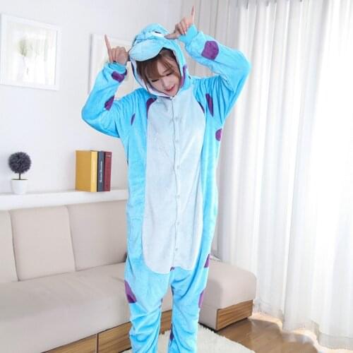 Monster Sully Kigurumis Blue Cow Pajama Onesie Women Girl Funny Anime Suit Slumber Party Halloween Festival Outfit Jumpsuit
