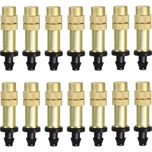 30-300PCS 1/4'' Garden Brass Misting Watering Nozzle Single Barb Connector 4/7mm Adjustable Copper Cooling Spray Atomizer