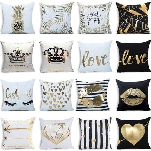 Bronzing Cushion Cover LOVE Kiss Cotton Polyester Geometric Printed Lips Home Decorative Pillow Cover Pillowcase