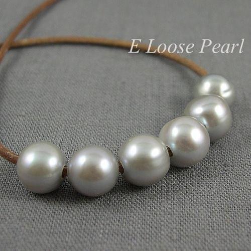 Wholesale 10pcs Freshwater Pearls Large Hole Nugget Round Potato Pearl Grey 9.5-10.5mm 2mm Hole
