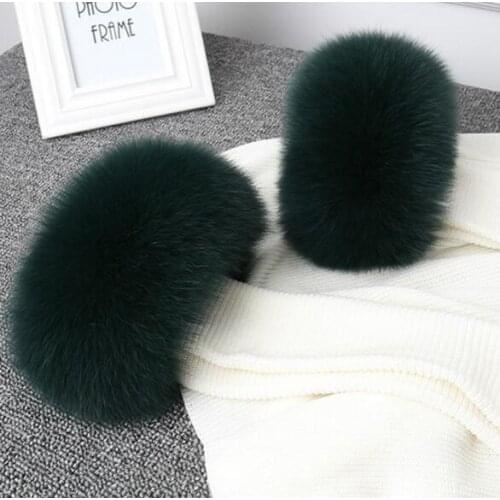 Womens winter coat 100% genuine fox fur cuff ladys winter down coat full piece fox fur arm sleeve fur gloves TB023