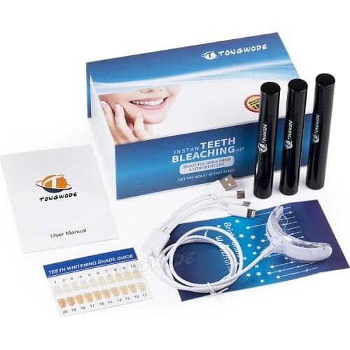 Portable Smart Blue Llight LED Teeth Whitener Device Dental 35%CP Whitening Gel Pen Kit 4 Ports For Android Teeth Bleaching