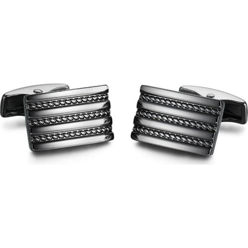 Luxury shirt Black stainless steel engraving cufflink for mens Brand cuff buttons cuff links High Quality abotoaduras Jewelry