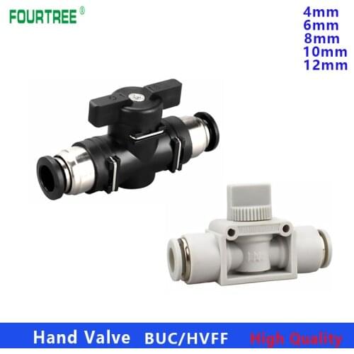 Hand Valves Pneumatic Push In Quick Joint Connector Turn Switch Manual Ball Current Limiting BUC/HVFF 4/6/8/10/12mm Fittings