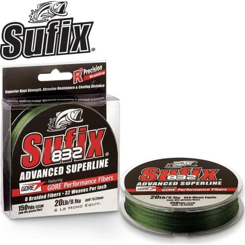Original Sufix 832 Fishing Line 8 strands 120M/130YDS PE Line 8 Braided 13-99LB Power 8 Fibers Ultimate Abrasion Resistance
