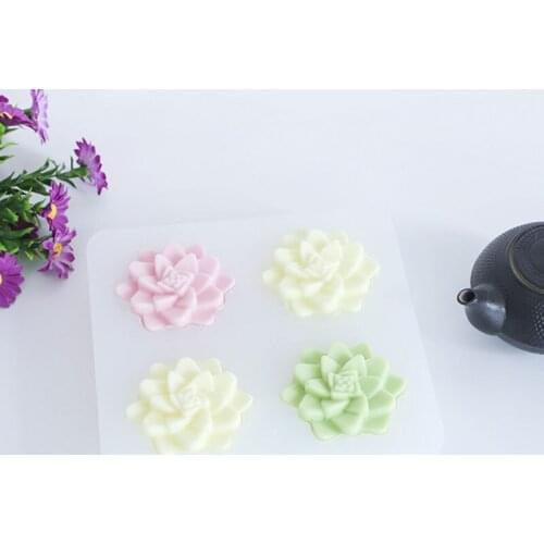 4 Cavity Flower Shape Silicone Soap Mold Chocolate Cake Baking Mould Jelly Pudding Making Mold DIY Soap Crafts