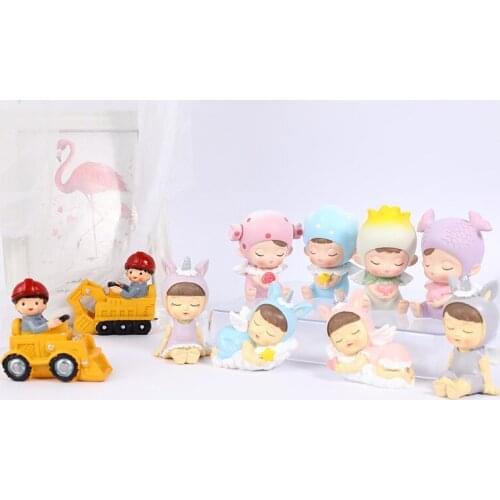 1PC Resin Angel Deer Baby Boys Girls Cake Topper Wedding Decoration Figurine Mariage wed decor cake topper