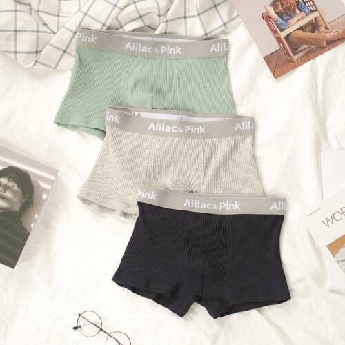 3pcs Men Boxer Underwear Zackwear Cotton Stripe Art Trend Boxers Comfortable Personality Breathable Panties Solid Shorts